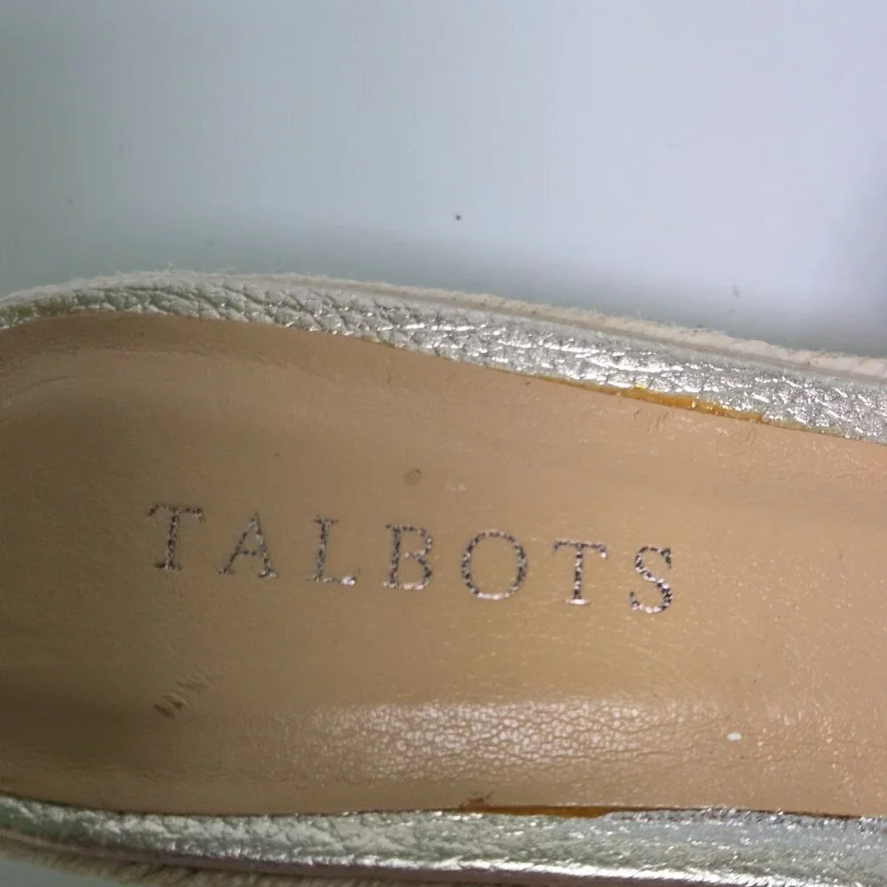 Talbots Gold Espardrille Wedge Slide Sandals Size 9M